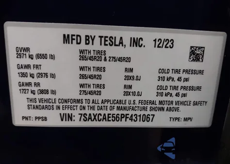 2023 Tesla Model X Dual Motor All-Wheel Drive/Standard Range from USA, damaged, VIN 7SAXCAE56PF431067